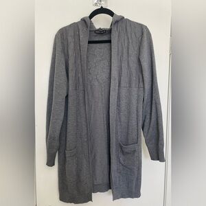 Hayden park Gray hooded Textured Knit Cardigan w/ 2 front pockets